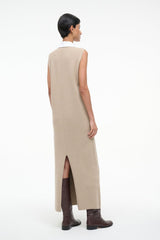 LESLIE DRESS SAND/WHITE