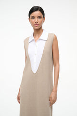 LESLIE DRESS SAND/WHITE