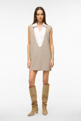 LESLIE MINI DRESS SAND/WHITE
