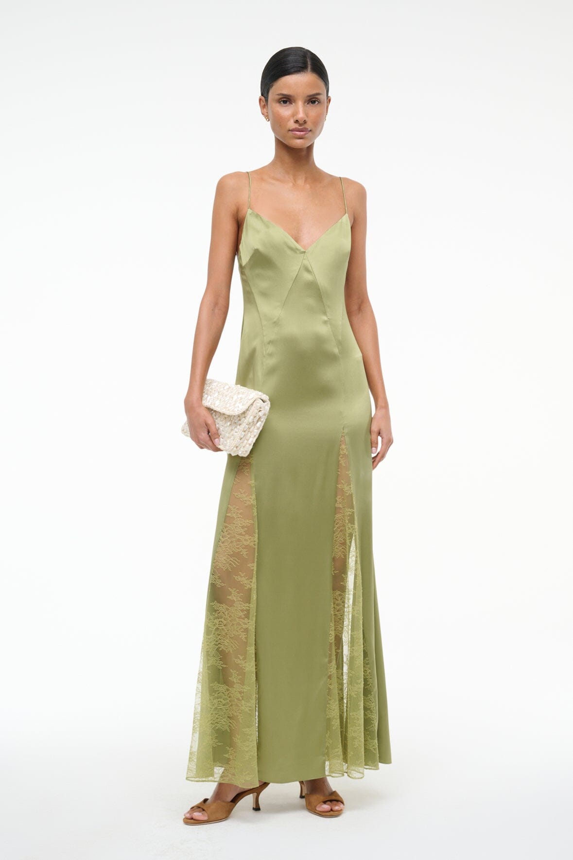 TRINITY SILK DRESS MOSS