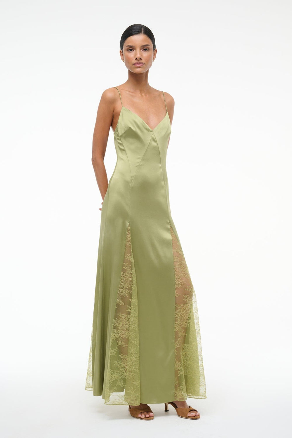 TRINITY SILK DRESS MOSS