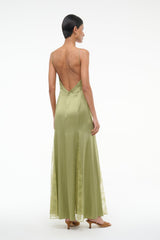 TRINITY SILK DRESS MOSS