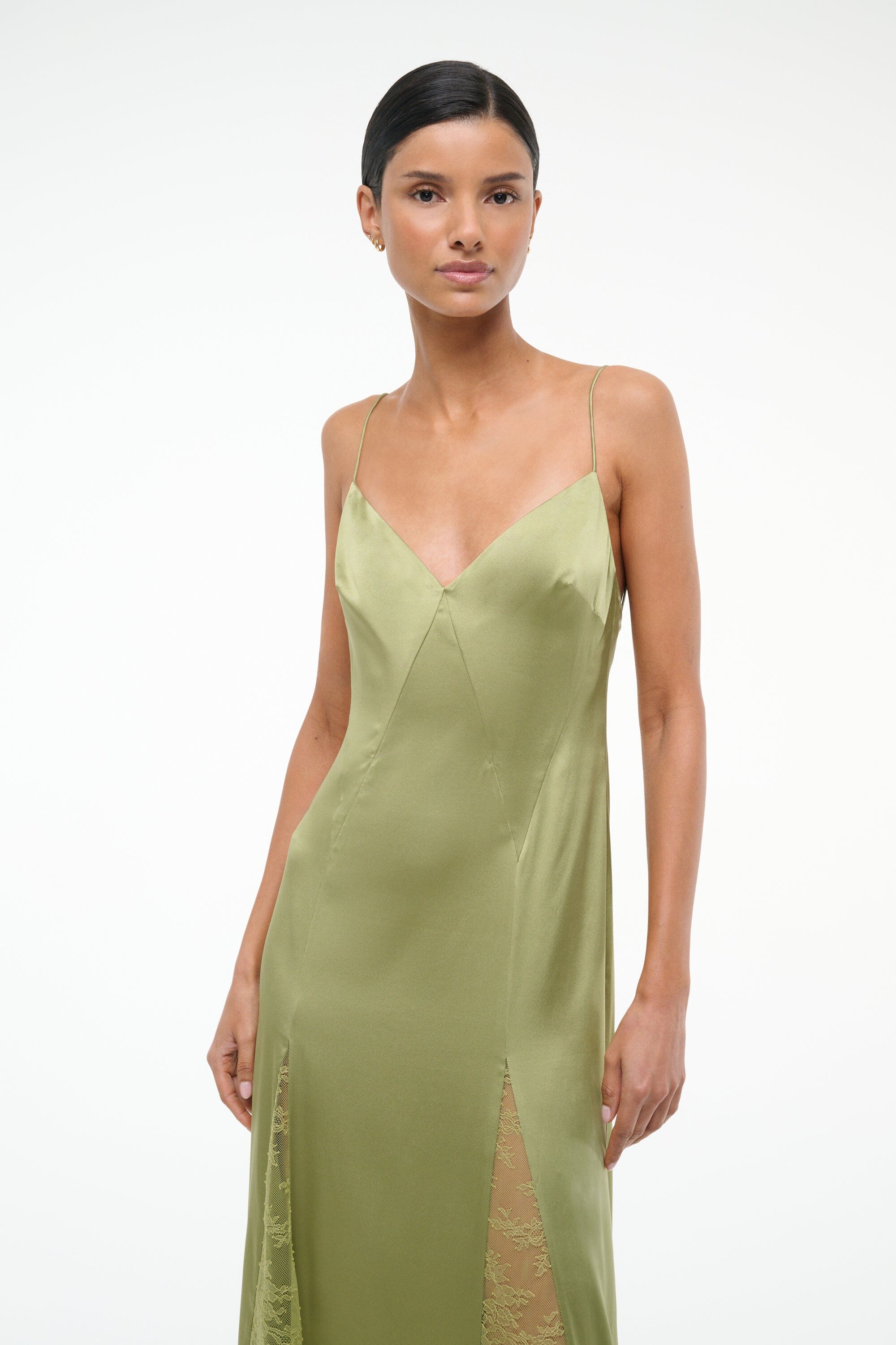 TRINITY SILK DRESS MOSS