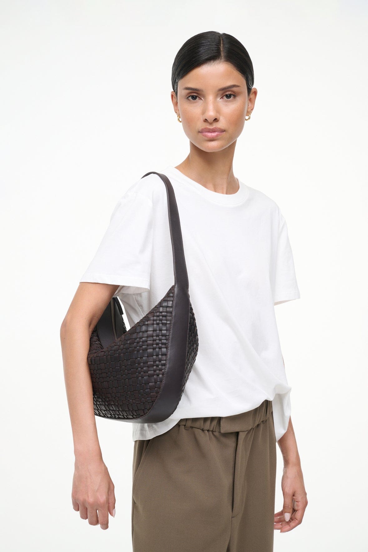 LARGE DEMY SHOULDER BAG ESPRESSO WOVEN