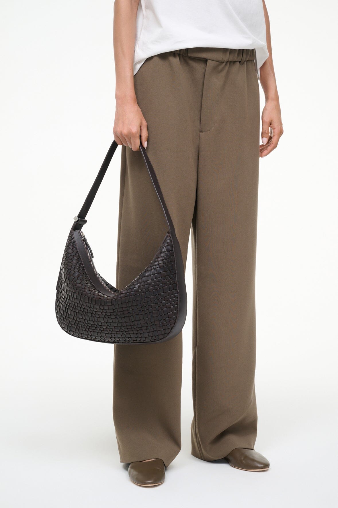 LARGE DEMY SHOULDER BAG ESPRESSO WOVEN