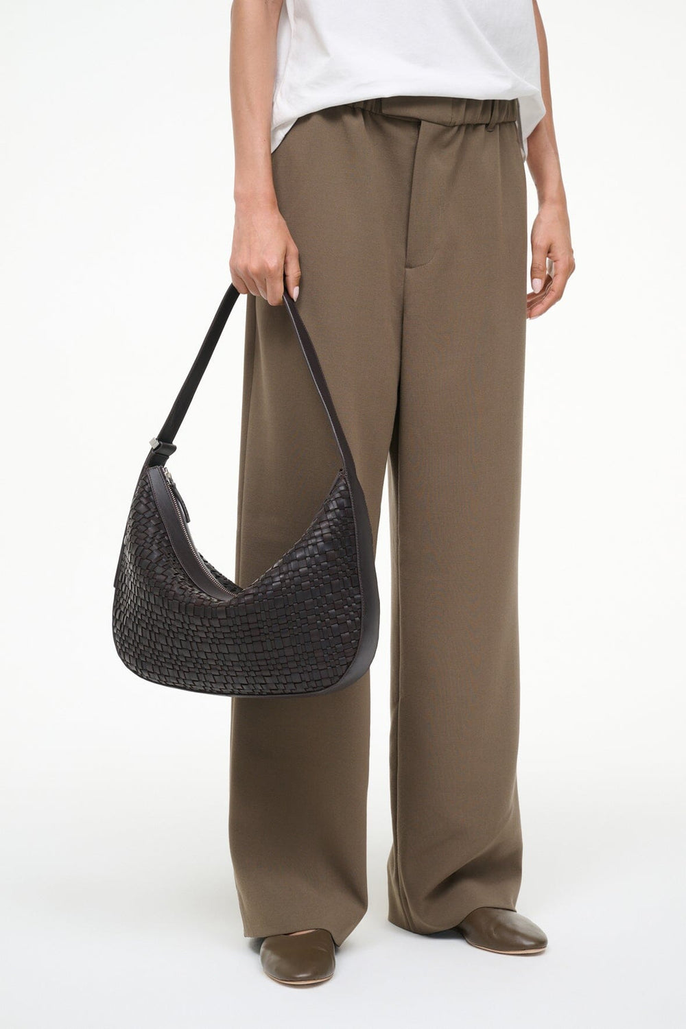 LARGE DEMY SHOULDER BAG ESPRESSO WOVEN