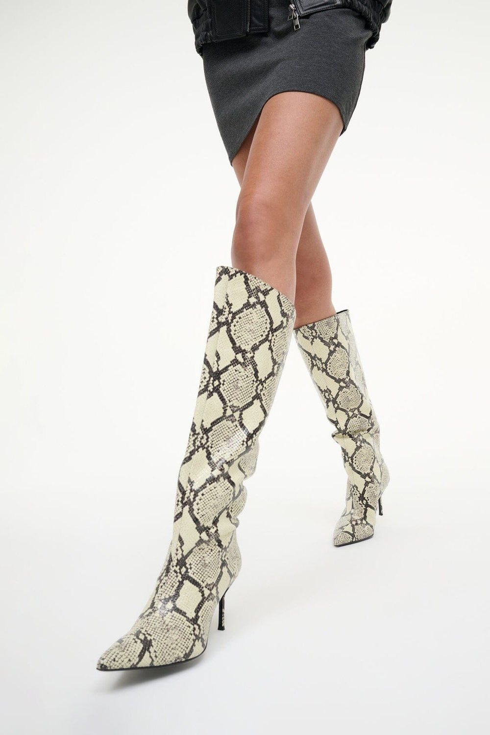 SEBASTIAN HIGH HEEL BOOT WHITE SNAKE
