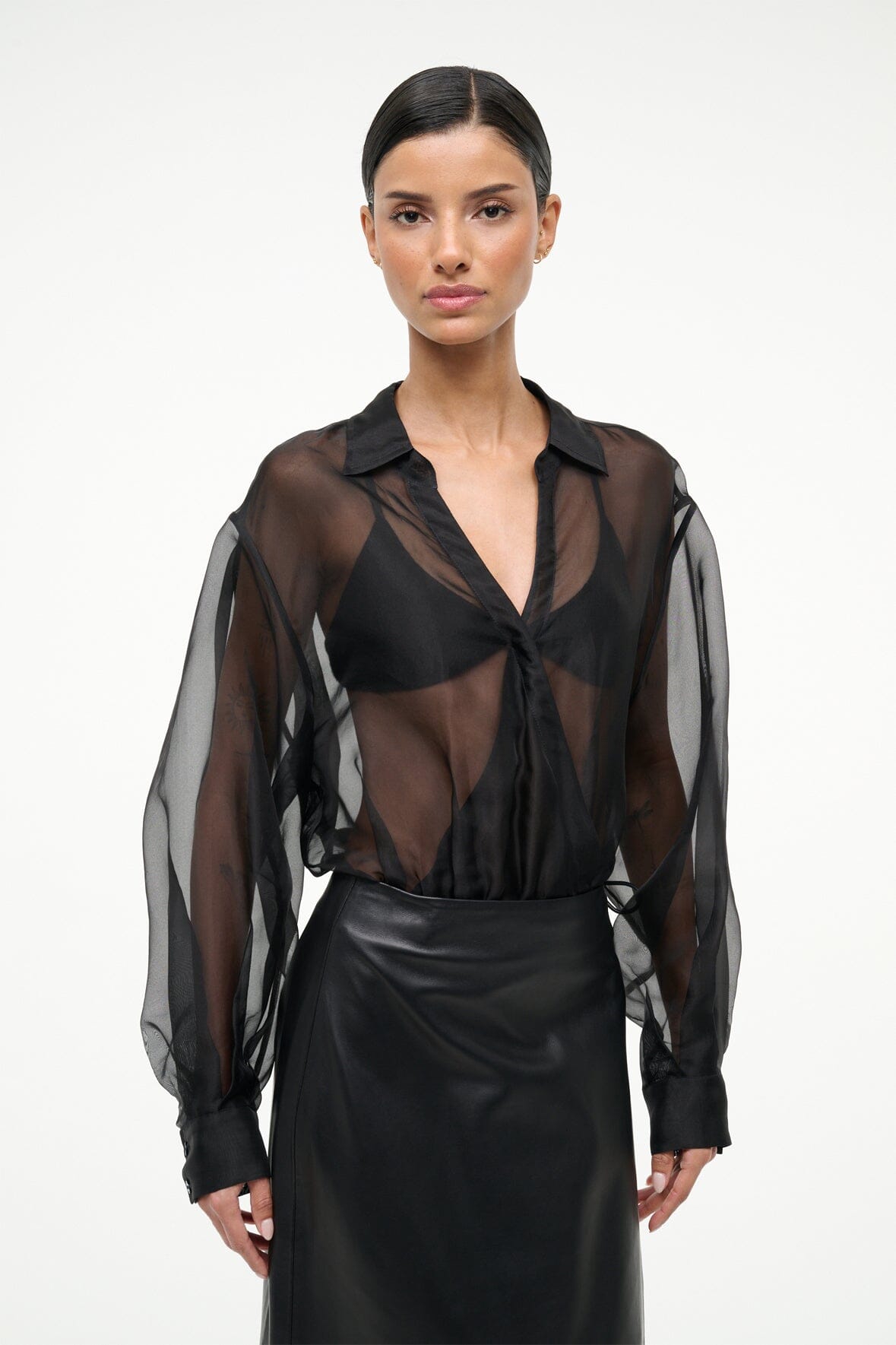 EVE SILK BODYSUIT BLACK