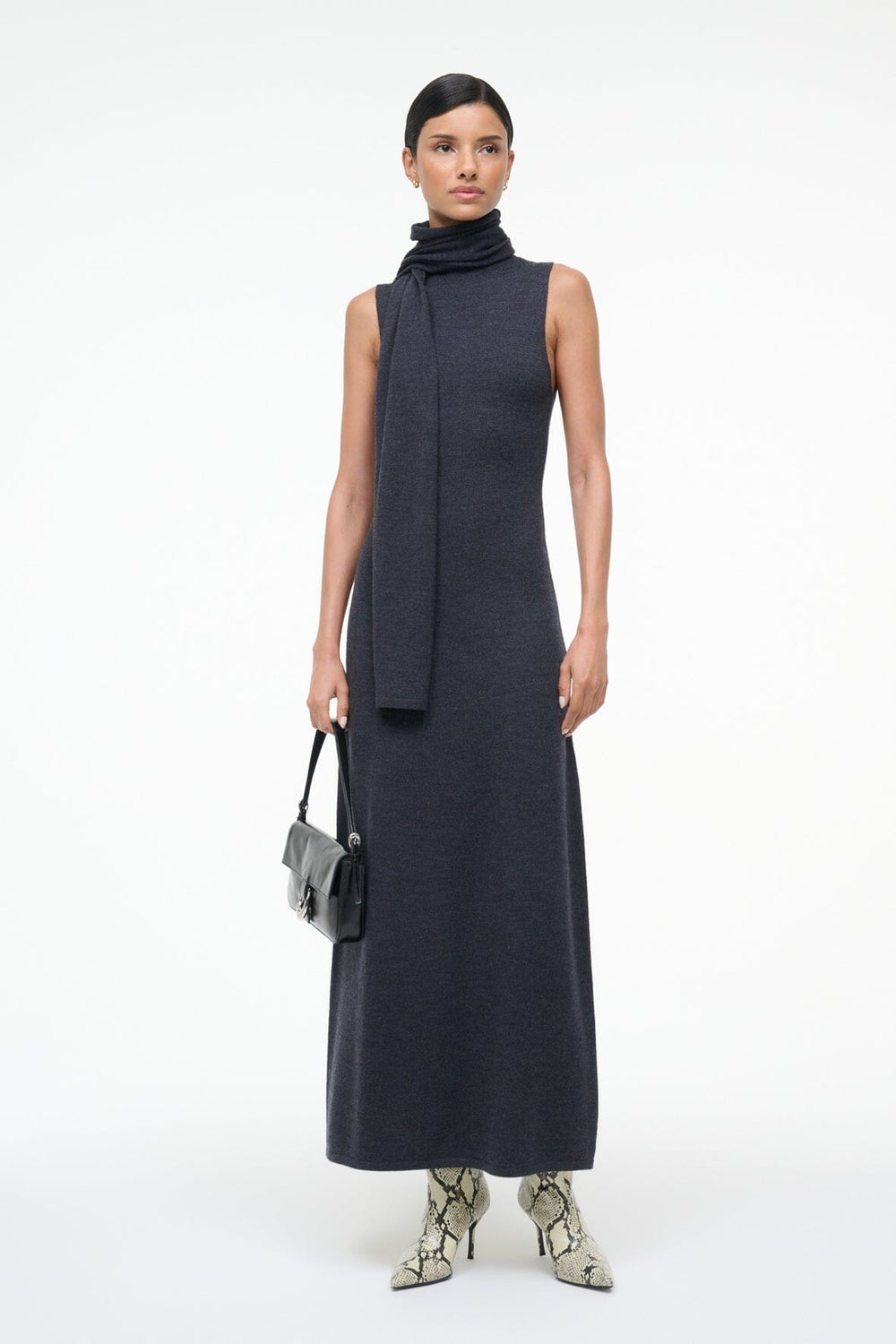CANAL MIDI DRESS CHARCOAL