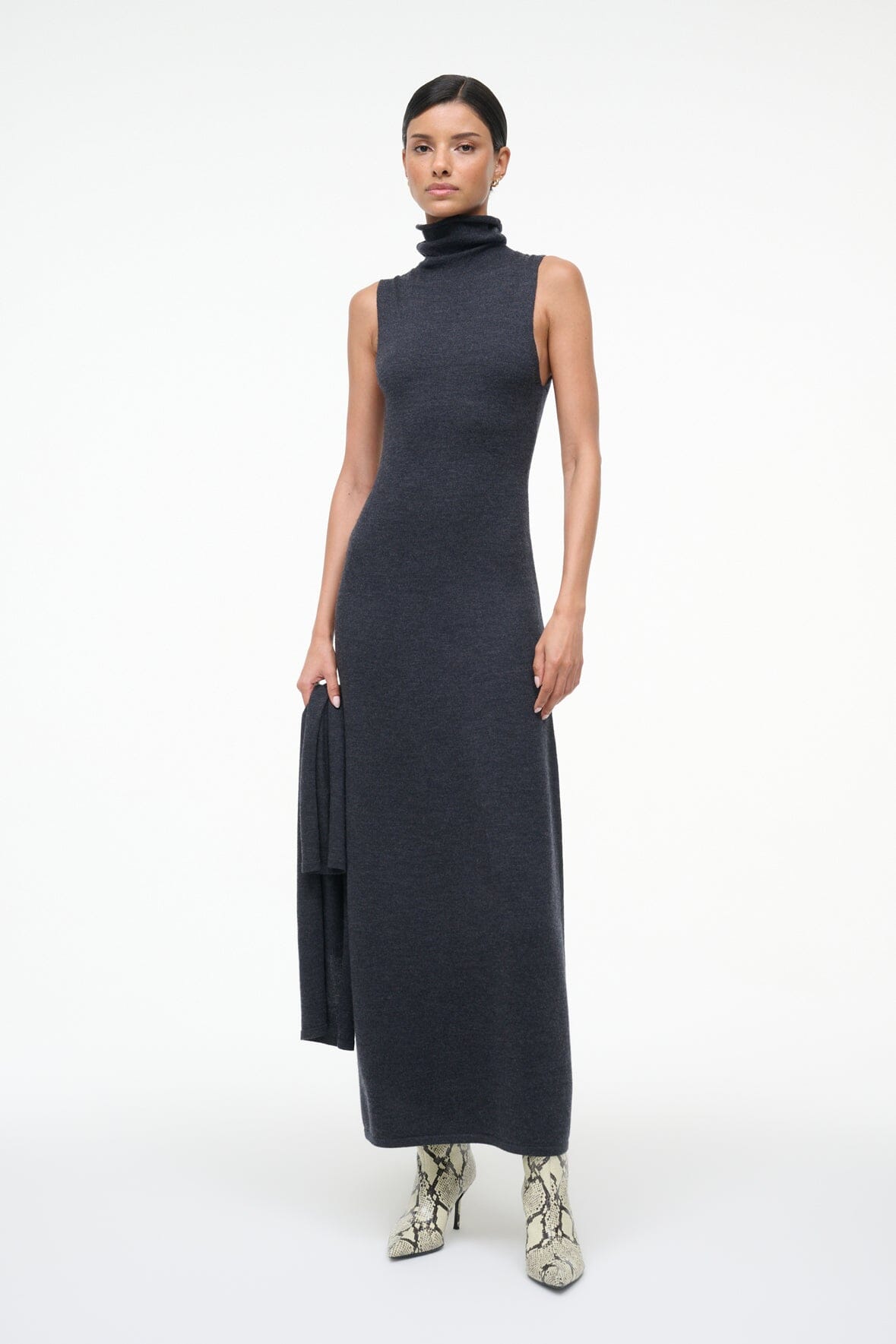 CANAL MIDI DRESS CHARCOAL