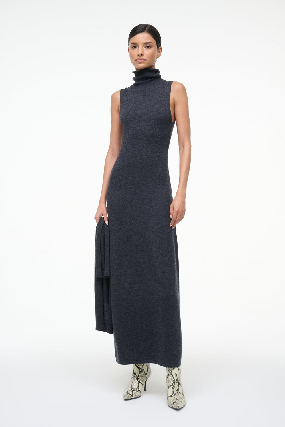 CANAL MIDI DRESS CHARCOAL