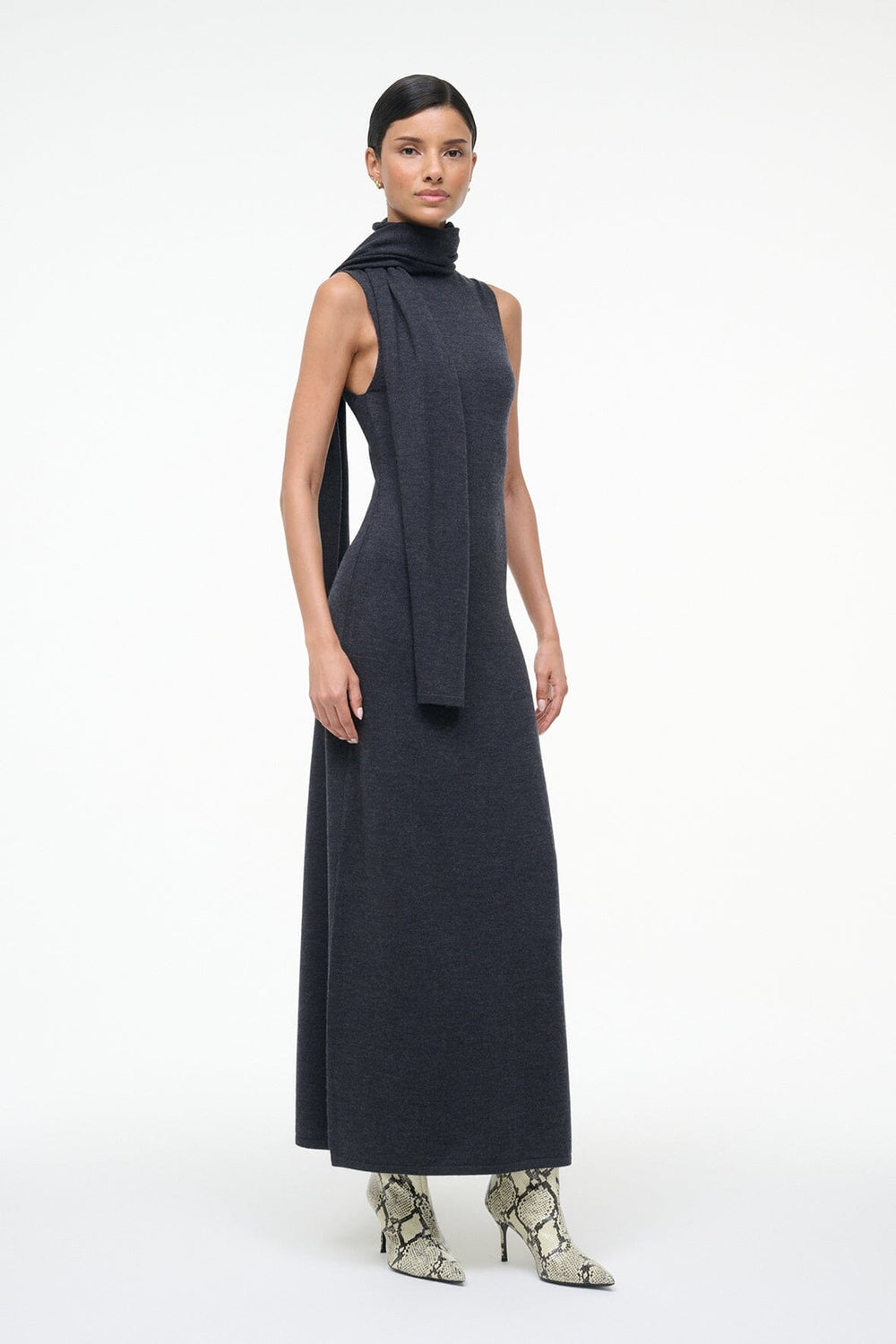CANAL MIDI DRESS CHARCOAL