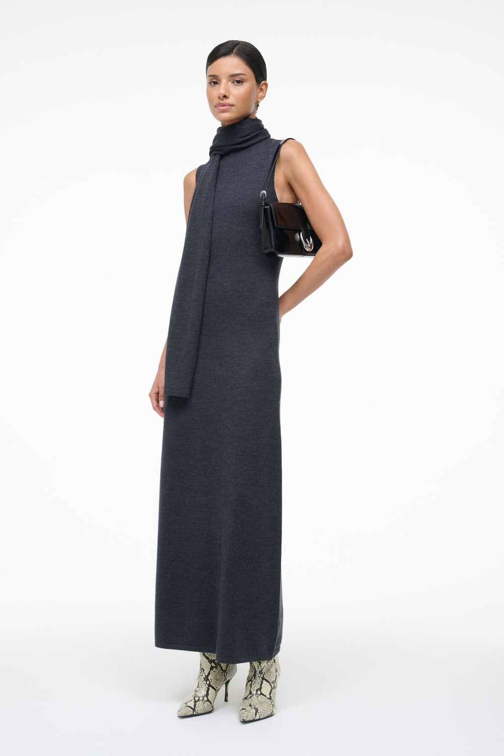 CANAL MIDI DRESS CHARCOAL