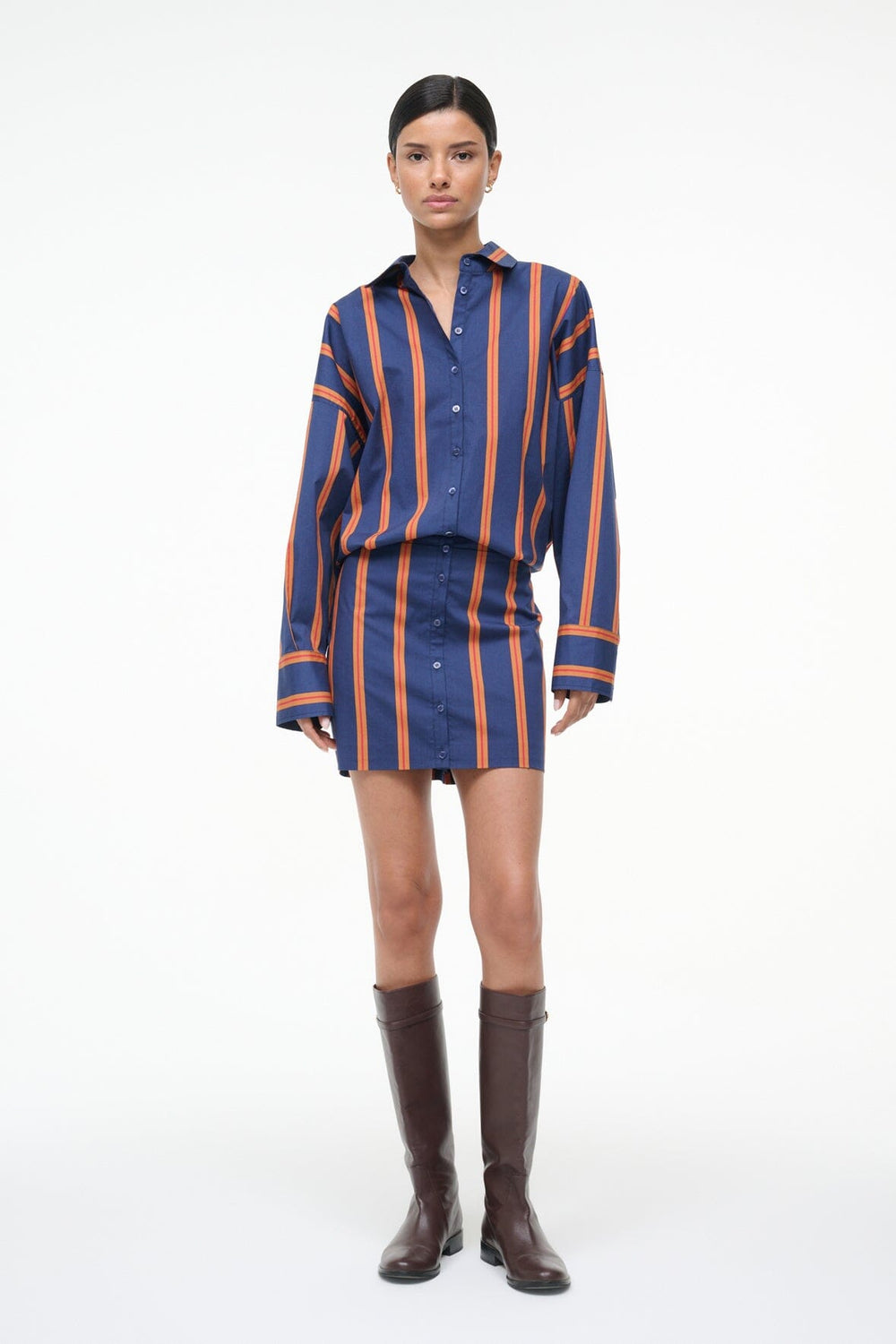 CYNTHIA DRESS RAILROAD STRIPE