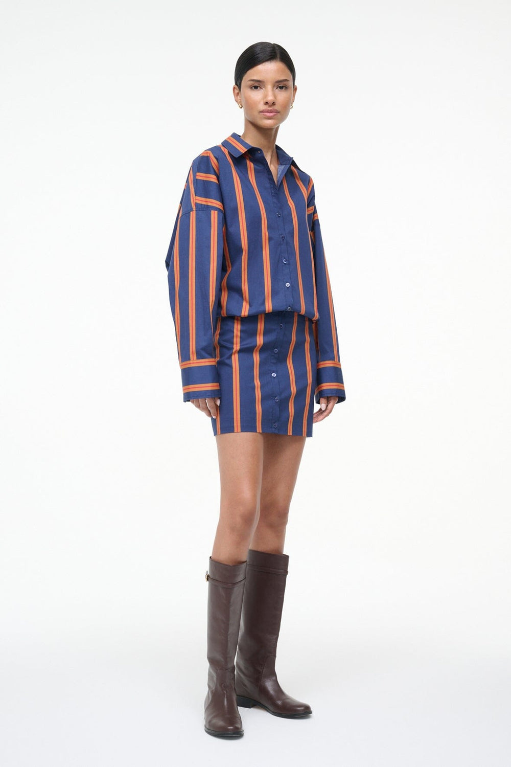 CYNTHIA DRESS RAILROAD STRIPE