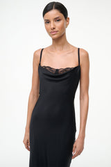 EVANGELINE SILK MIDI DRESS BLACK