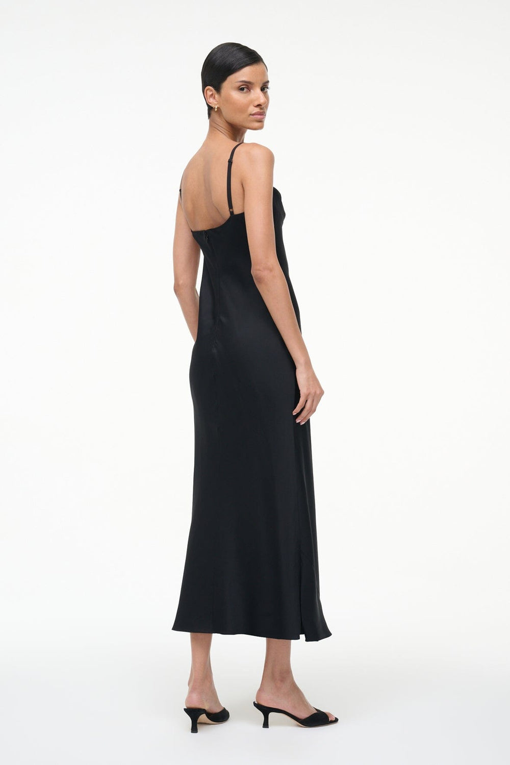 EVANGELINE SILK MIDI DRESS BLACK