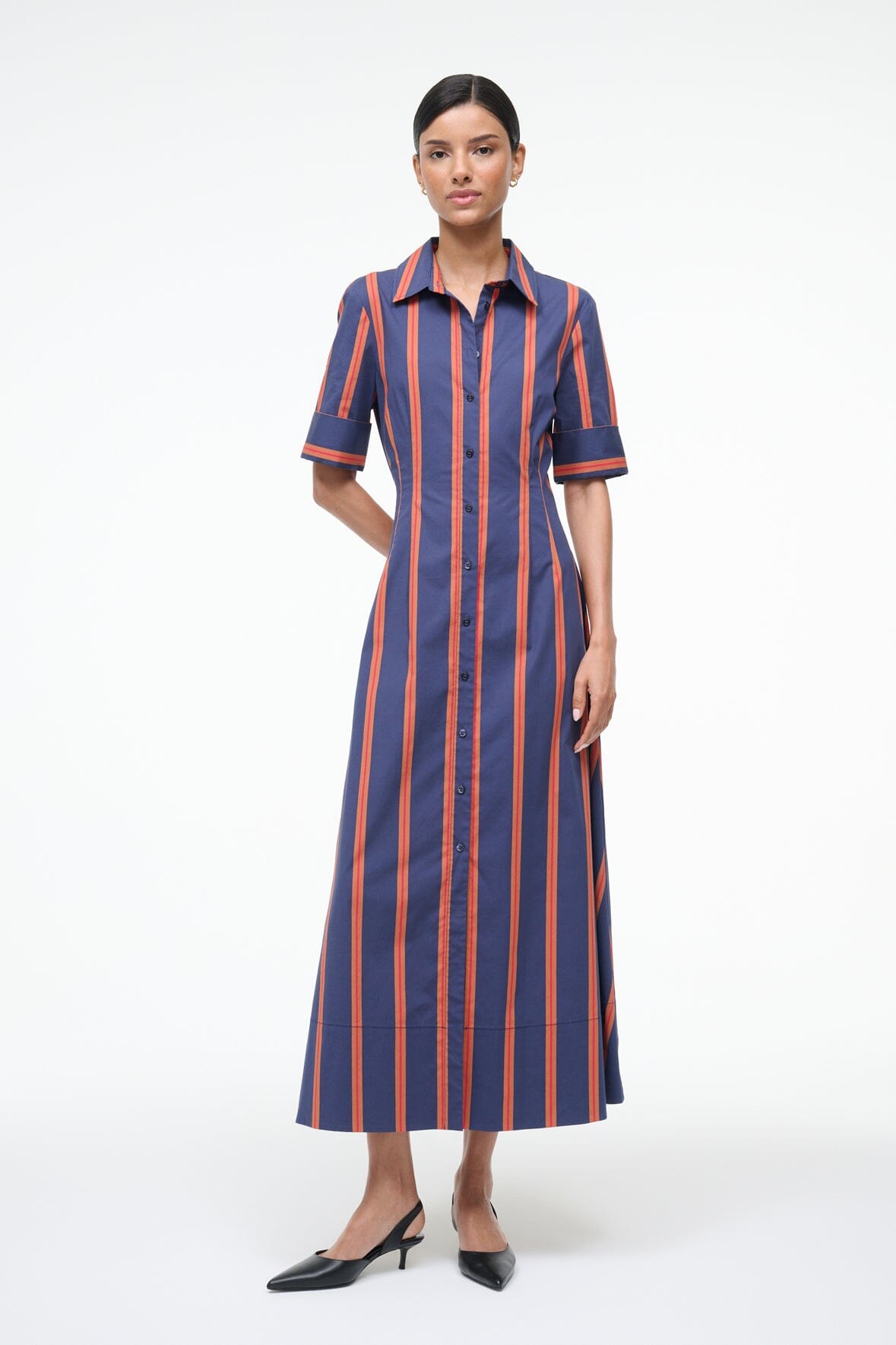 JOAN DRESS RAILROAD STRIPE
