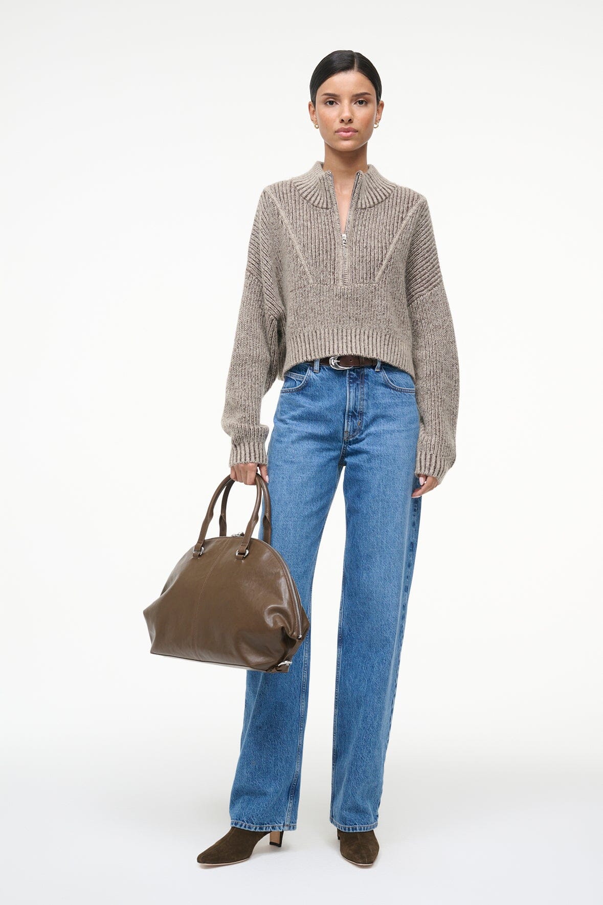 CROPPED HAMPTON SWEATER BISQUE