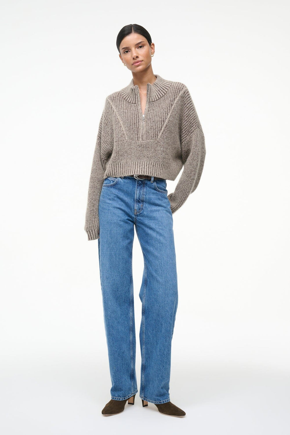 CROPPED HAMPTON SWEATER BISQUE