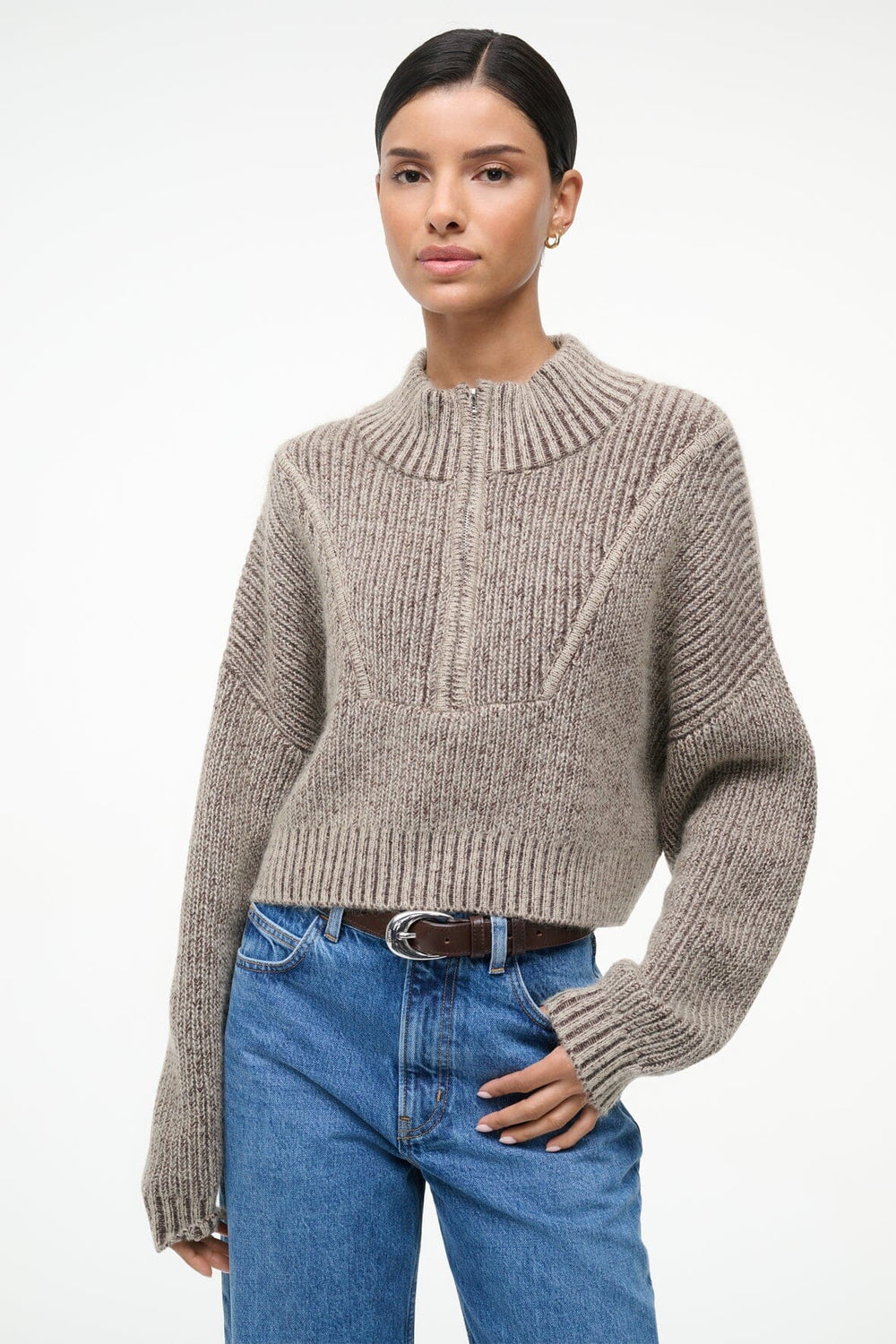 CROPPED HAMPTON SWEATER BISQUE