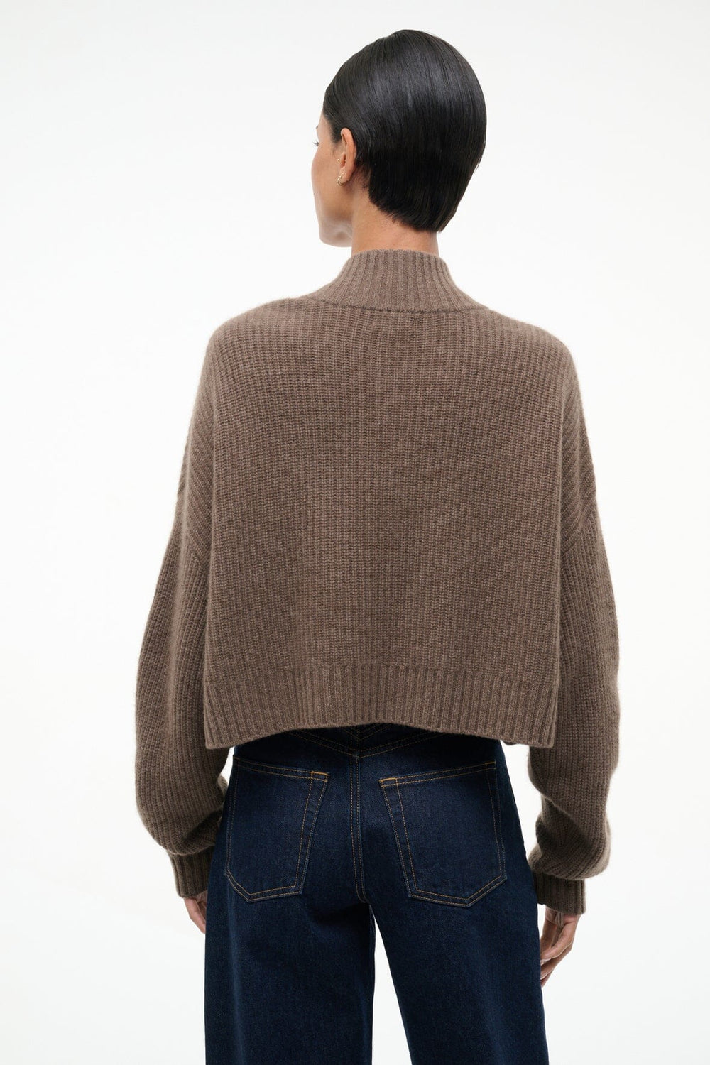 CASHMERE CROPPED HAMPTON SWEATER TRUFFLE