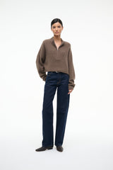 CASHMERE CROPPED HAMPTON SWEATER TRUFFLE