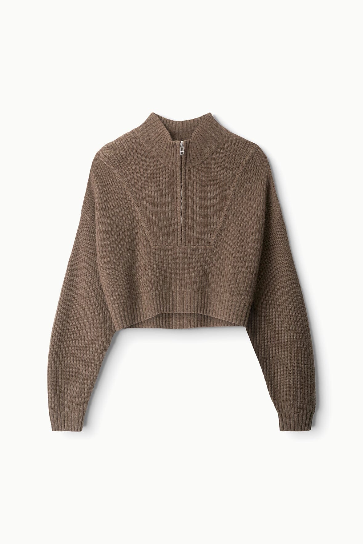 CASHMERE CROPPED HAMPTON SWEATER TRUFFLE