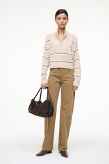 CASHMERE CROPPED HAMPTON SWEATER WHISPER STRIPE