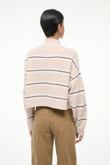 CASHMERE CROPPED HAMPTON SWEATER WHISPER STRIPE