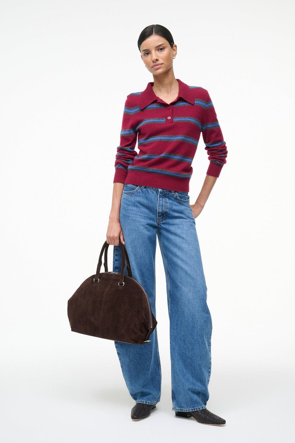 GEMMA CASHMERE SWEATER CRIMSON STRIPE