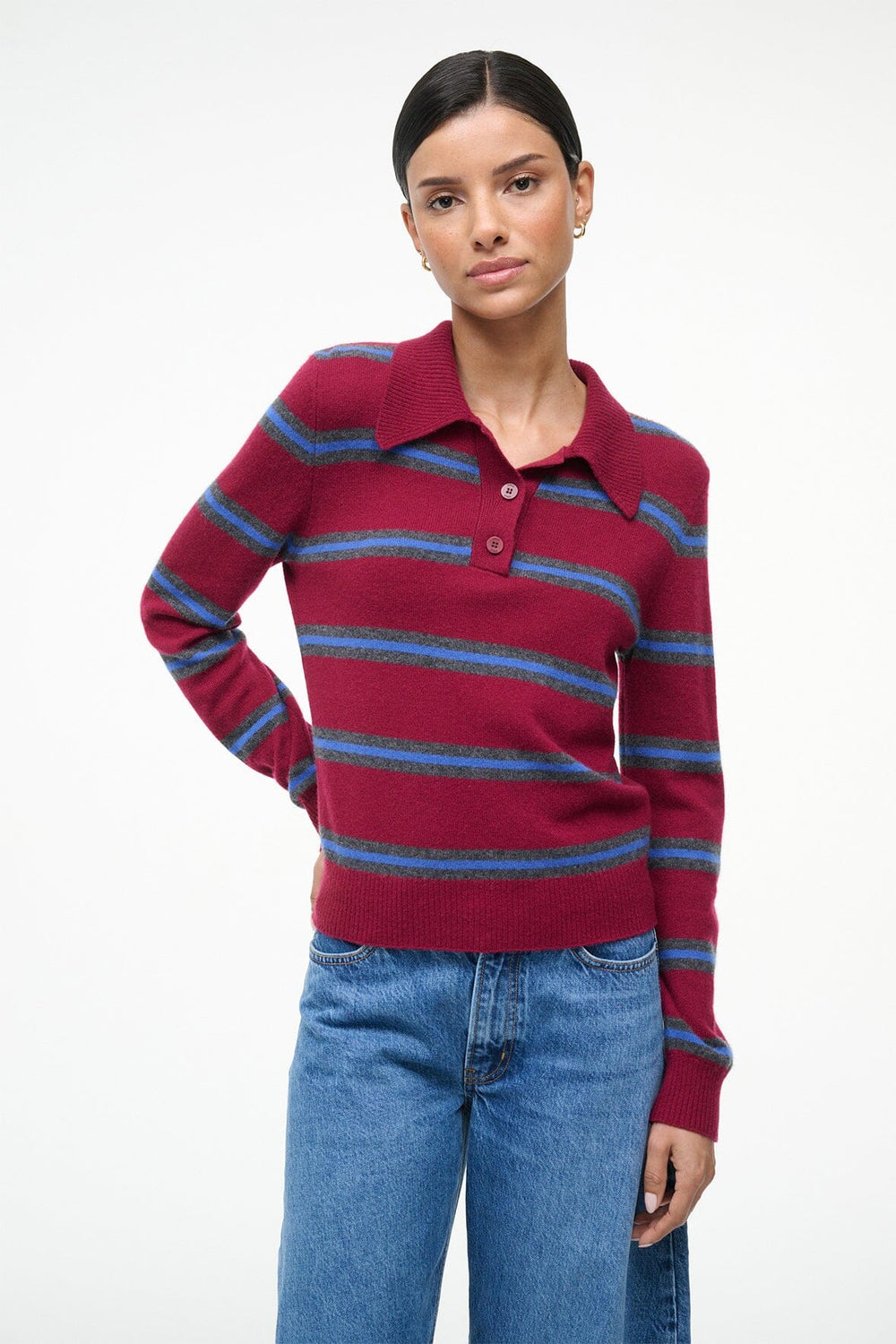 GEMMA CASHMERE SWEATER CRIMSON STRIPE