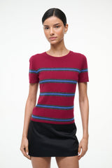 EASY CASHMERE TEE CRIMSON STRIPE