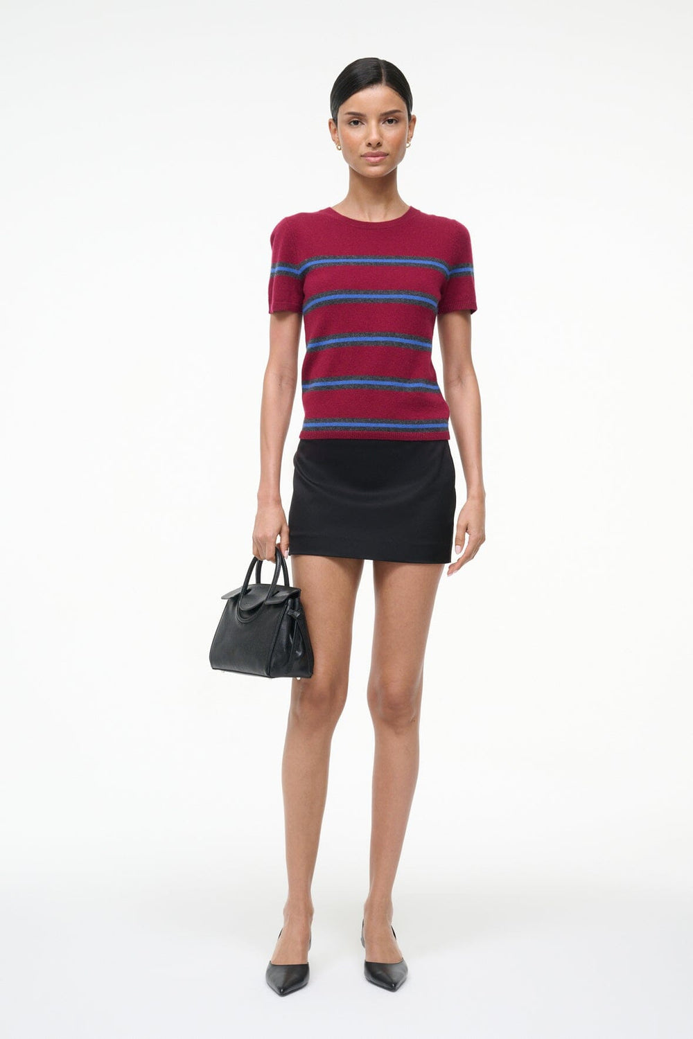 EASY CASHMERE TEE CRIMSON STRIPE