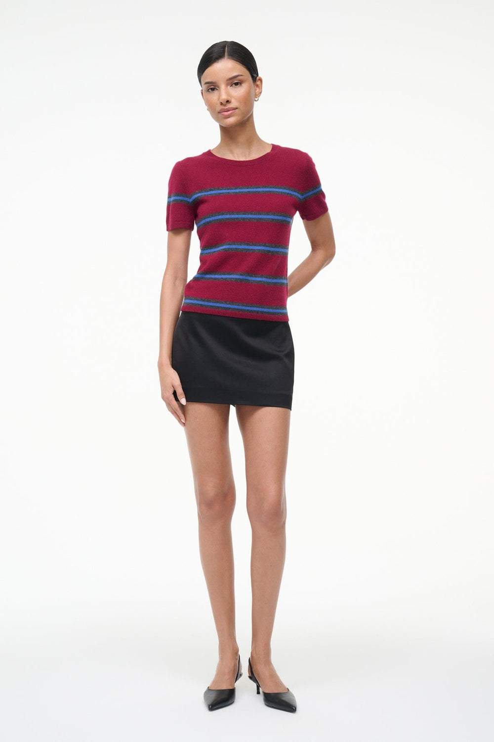 EASY CASHMERE TEE CRIMSON STRIPE