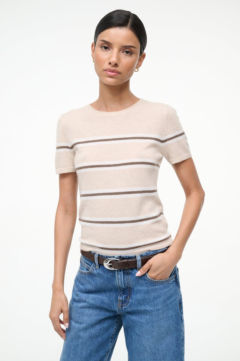EASY CASHMERE TEE WHISPER STRIPE