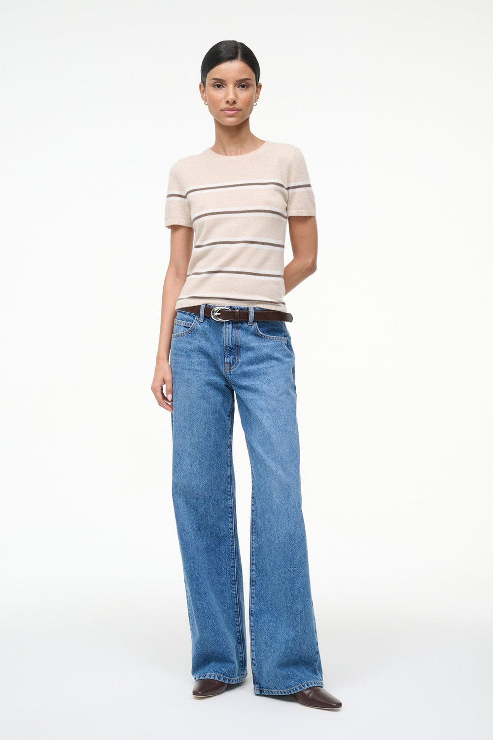 EASY CASHMERE TEE WHISPER STRIPE