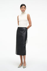 ROMAN LEATHER WRAP SKIRT BLACK