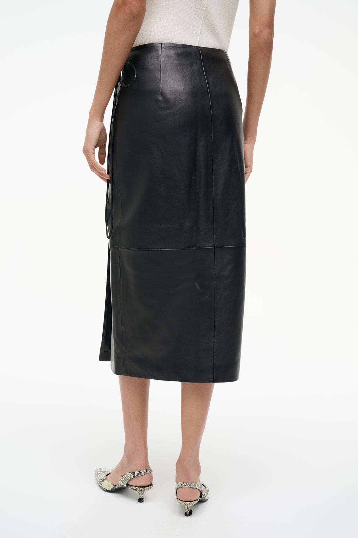 ROMAN LEATHER WRAP SKIRT BLACK