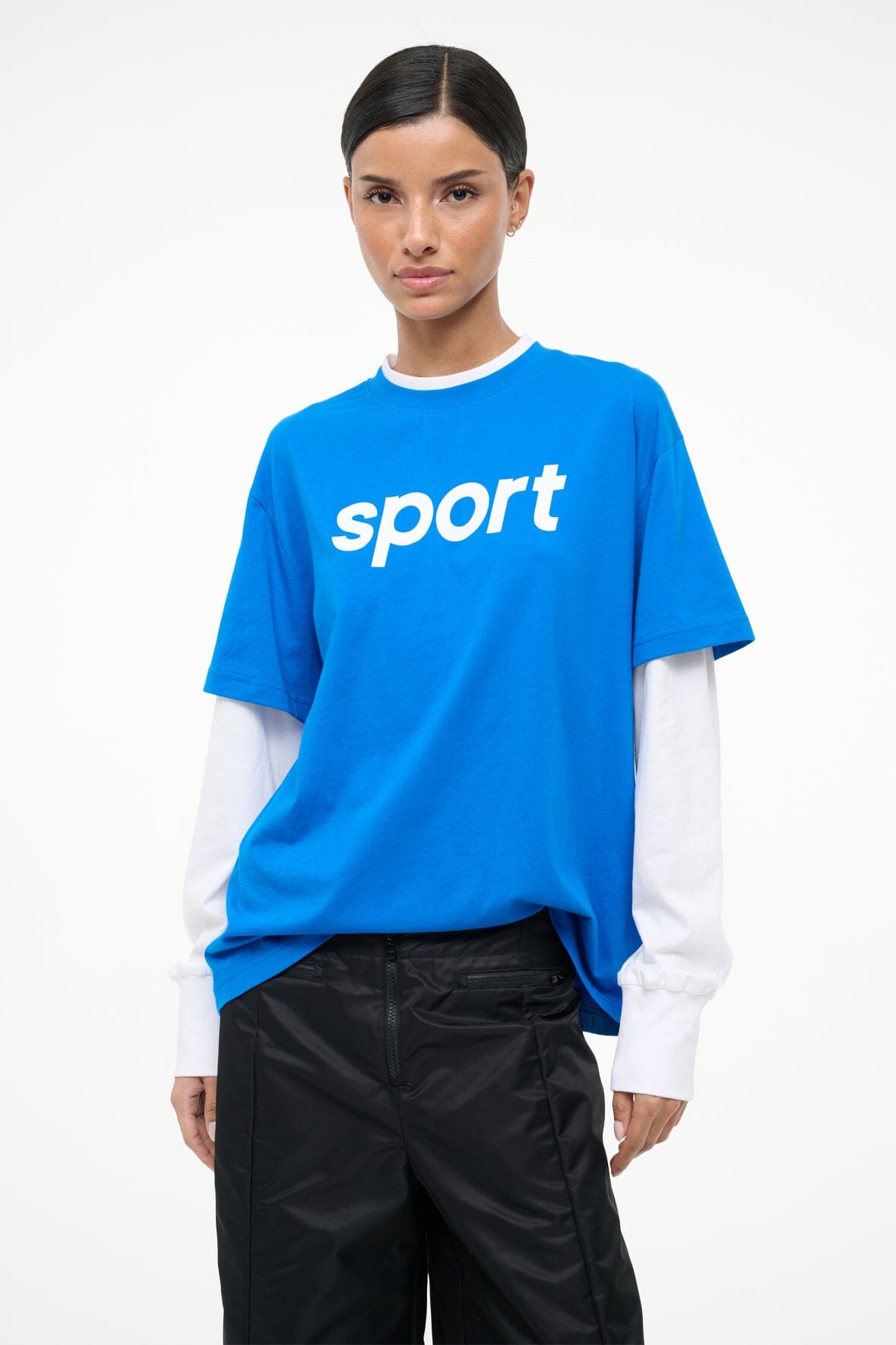 JUNIOR LONG SLEEVE TEE VARSITY BLUE WHITE