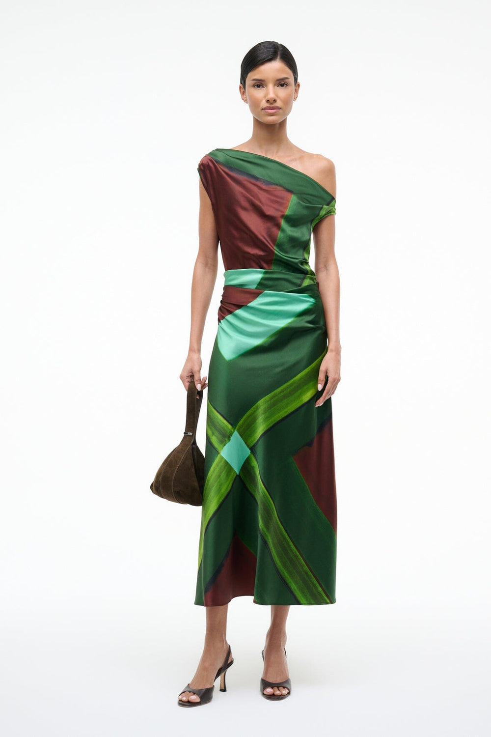PHARE SILK DRESS EMERALD PRISM