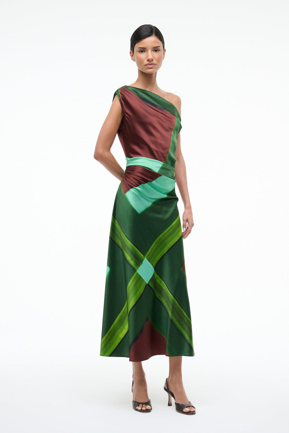 PHARE SILK DRESS EMERALD PRISM