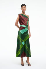 PHARE SILK DRESS EMERALD PRISM