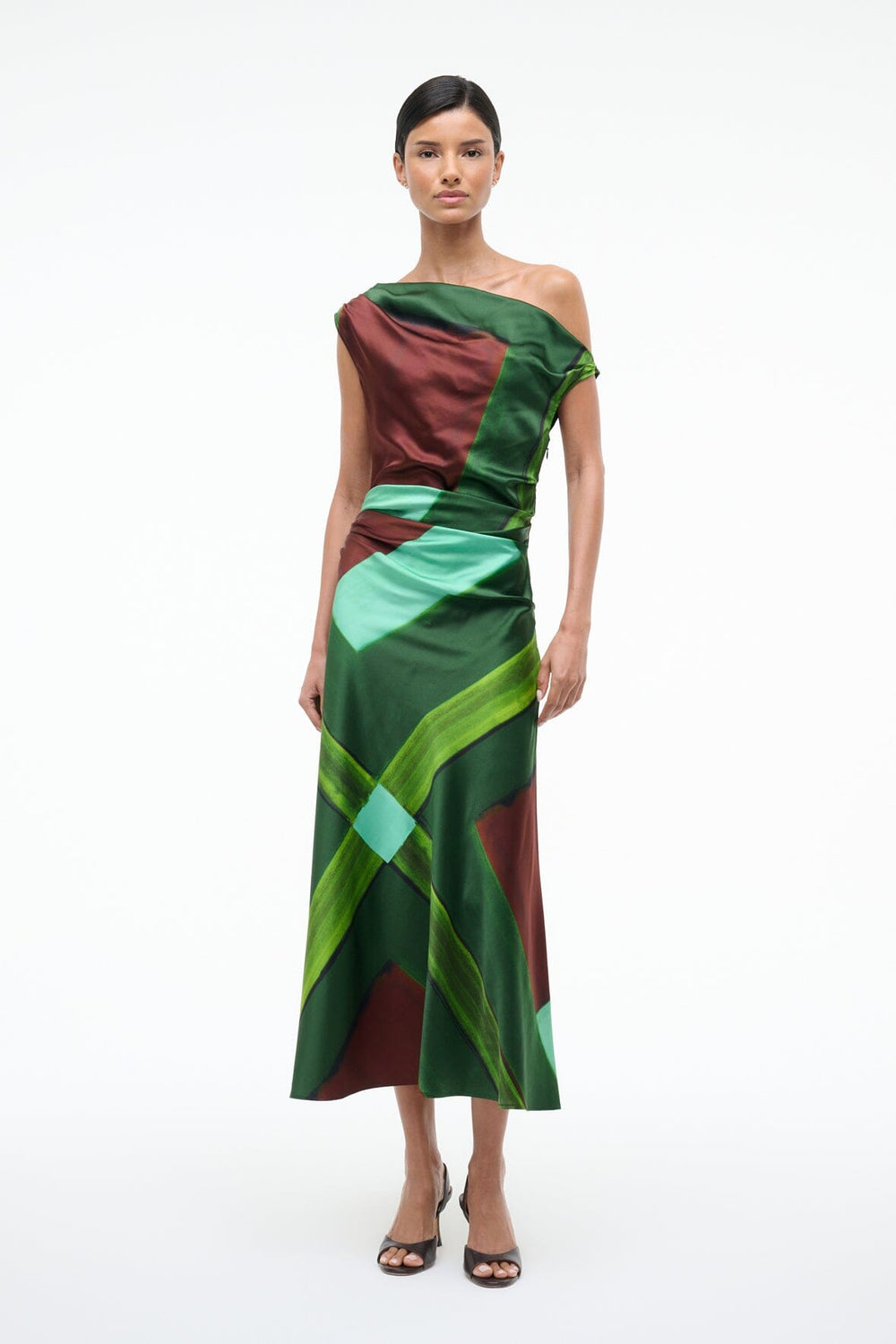 PHARE SILK DRESS EMERALD PRISM