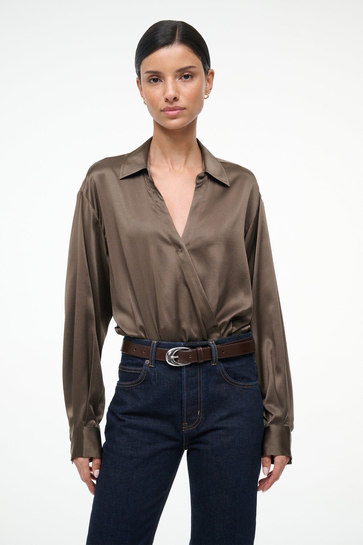 EVE SILK BODYSUIT TAUPE