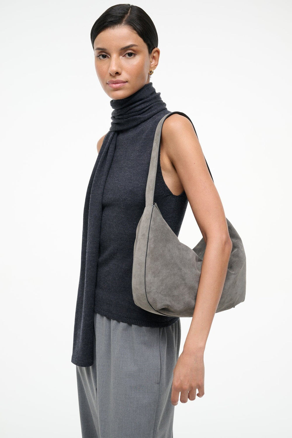 LARGE DEMY SHOULDER BAG STORM SUEDE
