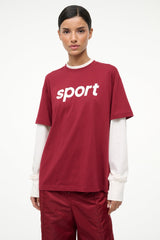 JUNIOR LONG SLEEVE TEE IVORY DEEP RED
