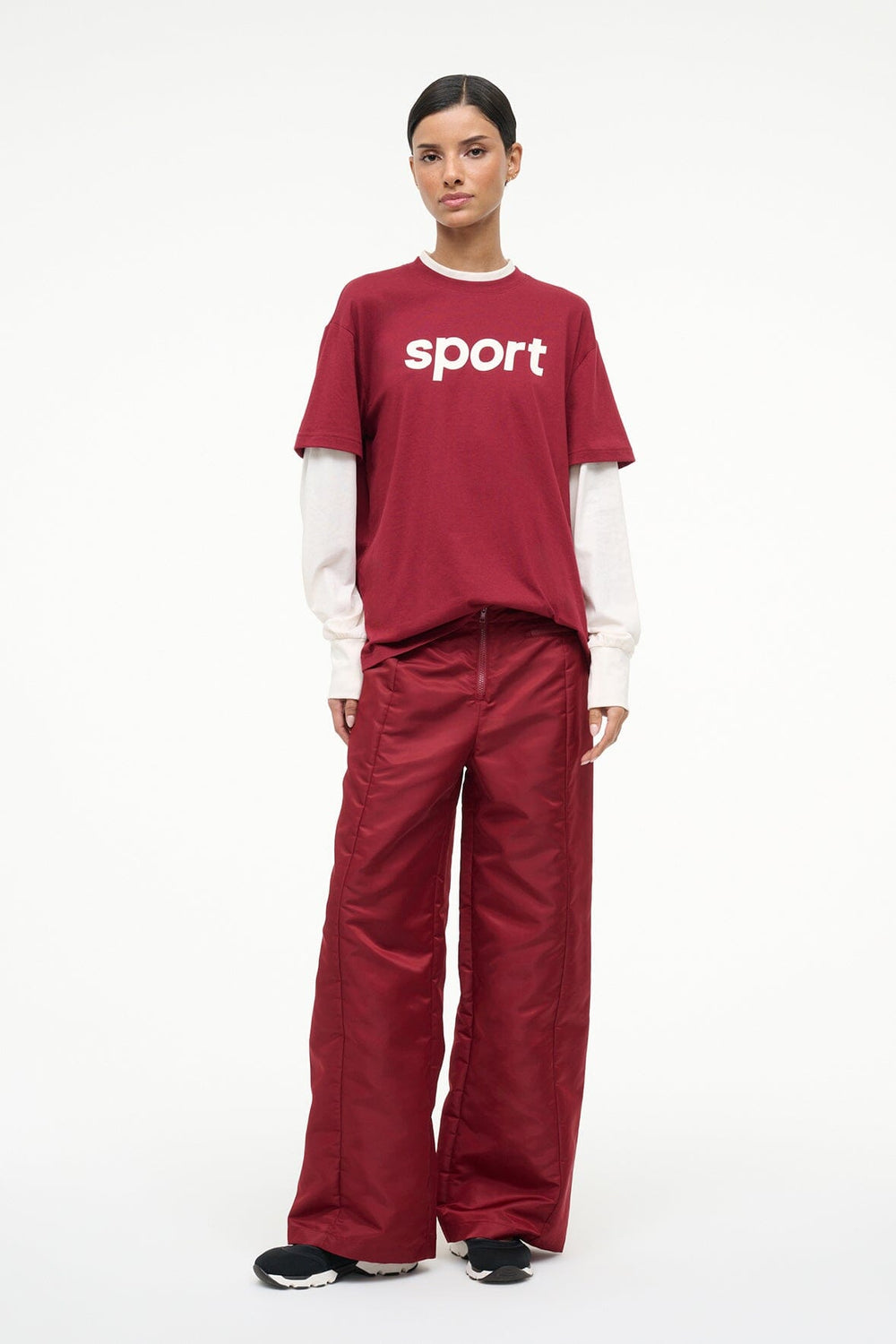 JUNIOR LONG SLEEVE TEE IVORY DEEP RED