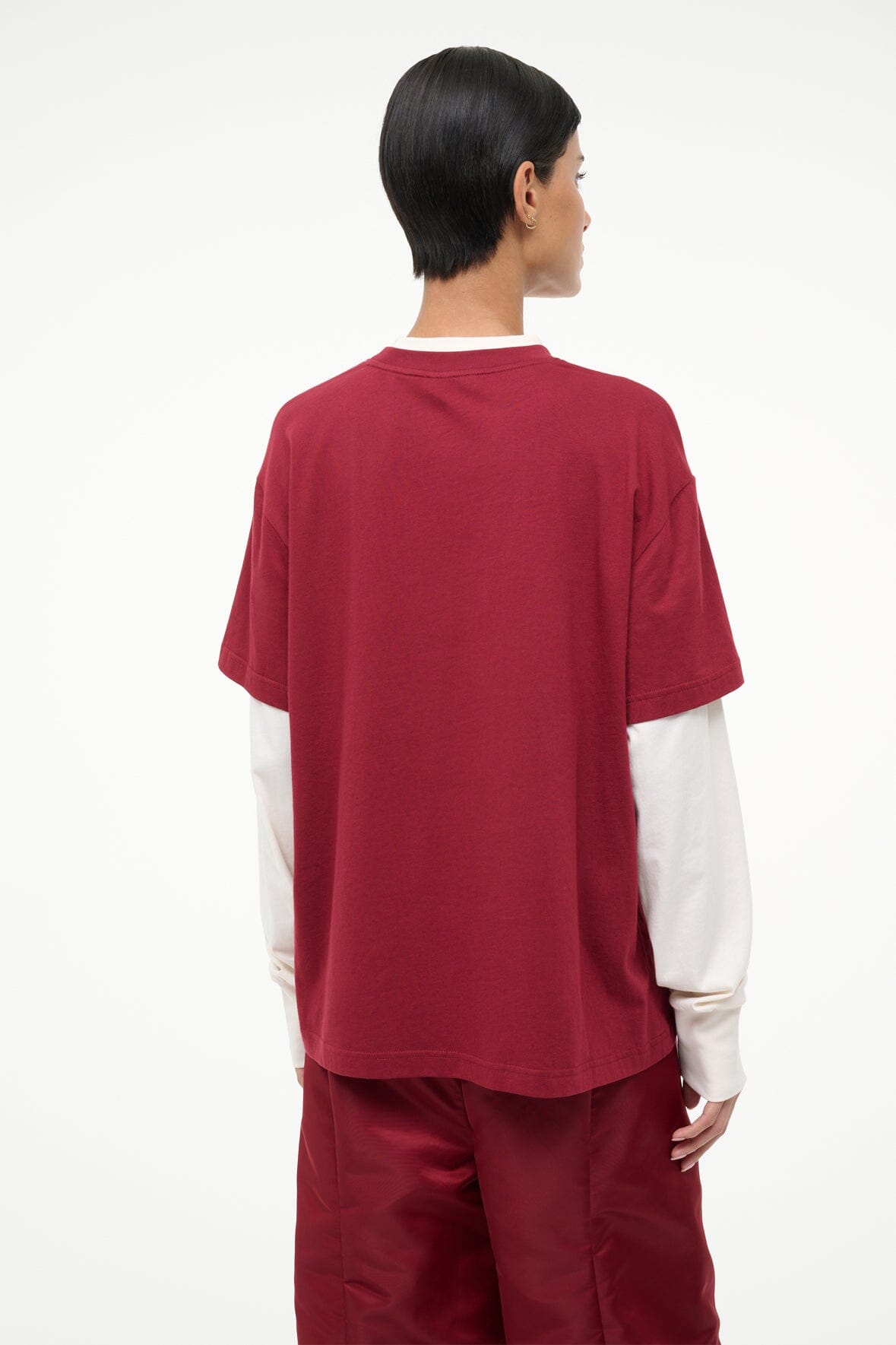 JUNIOR LONG SLEEVE TEE IVORY DEEP RED