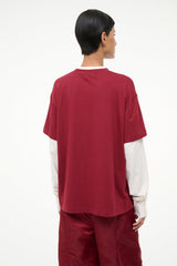 JUNIOR LONG SLEEVE TEE IVORY DEEP RED